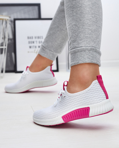 Chaussures de sport blanches pour femmes avec inserts fuchsia Kedeti - Footwear