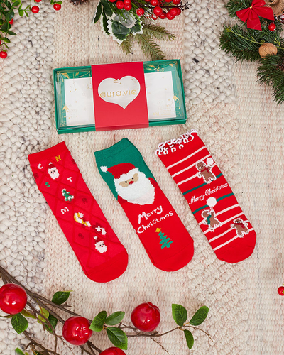 Royalfashion Chaussettes de Noël pour enfants en boîte 3/pack