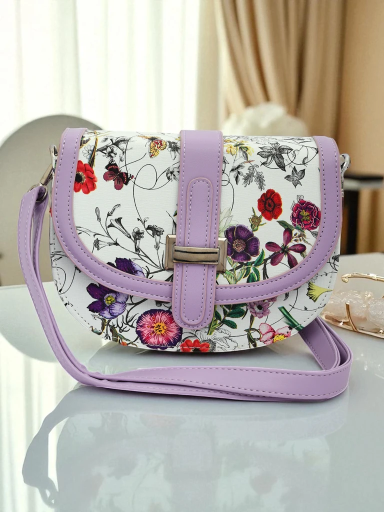 Royalfashion Petit sac à main pour femme en cuir écologique à fleurs Ori Elle