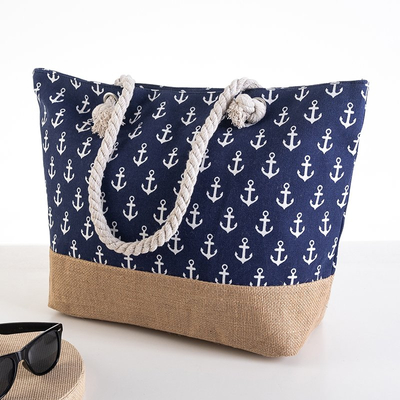 Sac de plage bleu marine avec ancres - Sacs à main