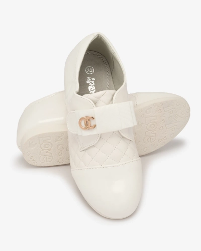 OUTLET Royalfashion Demi chaussures en cuir écologique matelassé pour filles en blanc Werme
