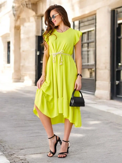 Robe midi pour femmes Royalfashion avec volants et manches courtes