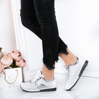 Białe metaliczne buty sportowe Emerald- Obuwie