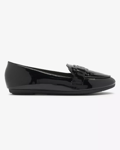 Mocassins laqués pour femme avec ornement en noir- Footwear