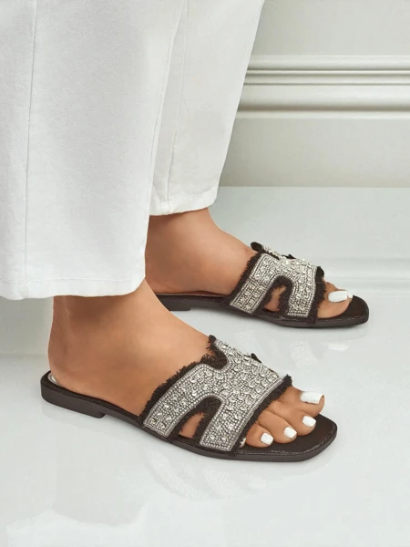 Royalfashion Sandales femme avec strass CrystalEase