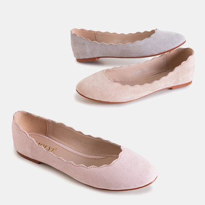 OUTLET Ballerines femme rose clair en éco-daim Antonelia - Souliers