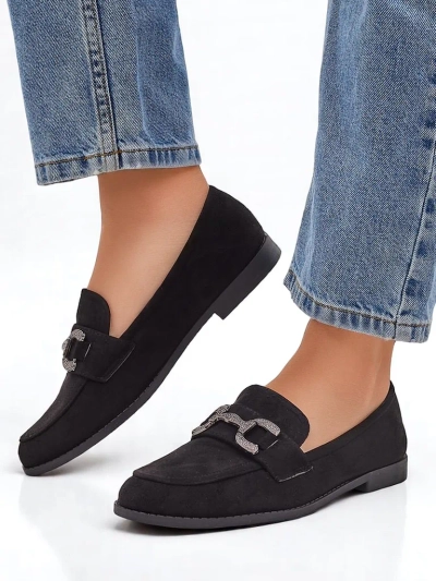 Royalfashion Élégantes mocassins pour femmes avec une décoration en zircon Zante