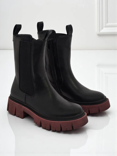 Bottines montantes pour femmes en cuir écologique avec semelle colorée Dorvella