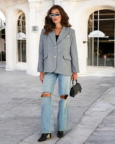 Royalfashion Manteau court pour femme