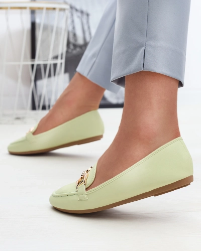 Mocassins pour femme en éco-cuir vert avec embellissement Wiwet-Footwear