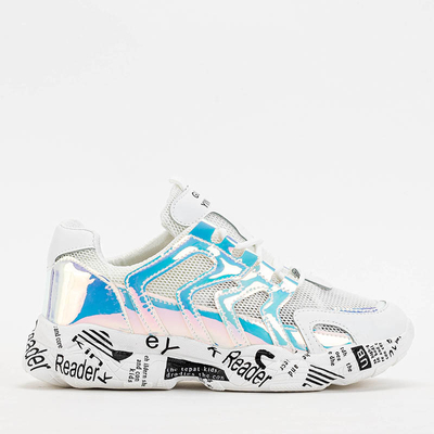 Chaussures de sport femme Adine blanches avec empiècements holographiques - Footwear