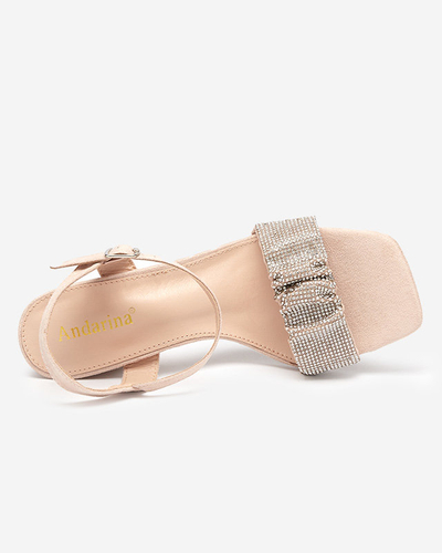 Sandales beiges pour femmes sur tige avec zircons cubiques Trieste - Footwear