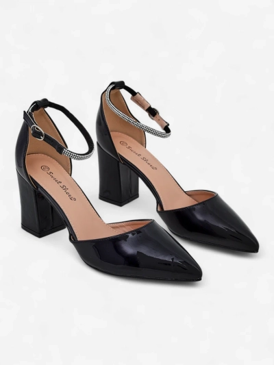 Escarpins en cuir verni Royalfashion pour femmes avec une sangle ornée de strass Furoni