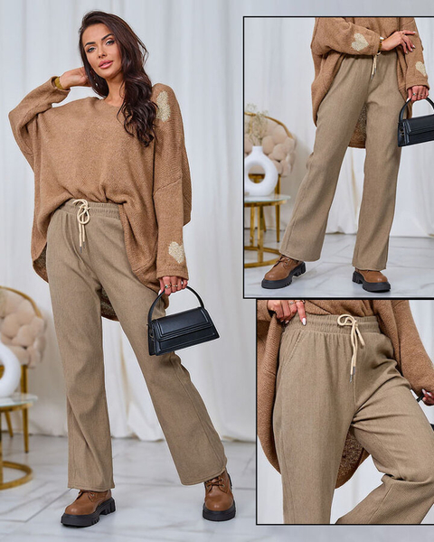 Royalfashion Pantalon en velours côtelé pour femme de couleur kaki