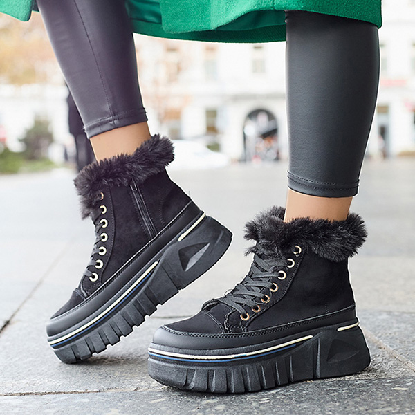 Bottes de neige noires à plateforme et à lacets pour femmes Neatesa - Footwear