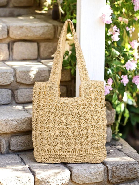 Royalfashion Grand sac à main en paille pour femme Sunny Straw