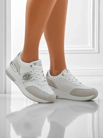 Sneakers pour femmes Melania Bianca avec talon compensé de 6 cm en cuir écologique