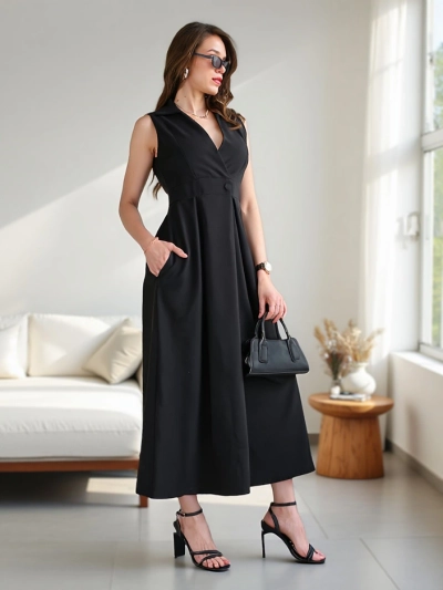 Robe sans manches Royalfashion pour femmes avec un décolleté croisé Bizness