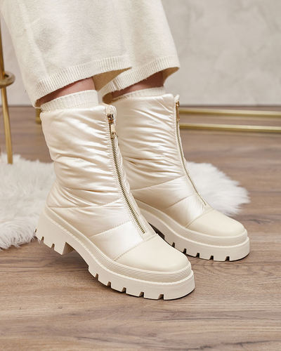 Royalfashion Bottes à talons plats Tainve Beige pour femmes