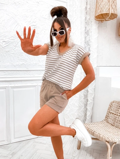 Royalfashion Ensemble en coton à rayures pour femmes