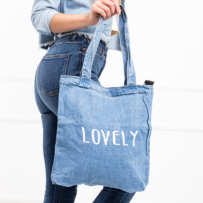 Sac à main en denim pour femme avec inscription Lovely - Accessoires