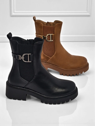Bottines hautes pour femmes en cuir écologique Ovella