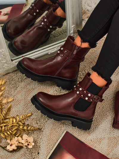 Bottines montantes pour femmes en cuir écologique Pearl Mist