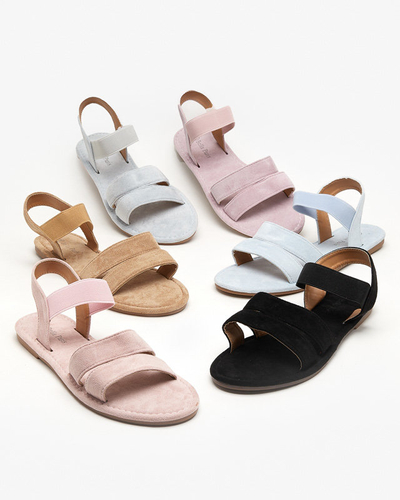 OUTLET Sandales plates pour femme en éco-daim marron clair Nerina - chaussures