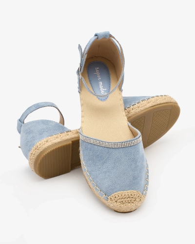Royalfashion Espadrilles pour femmes avec zircons en bleu Rieta