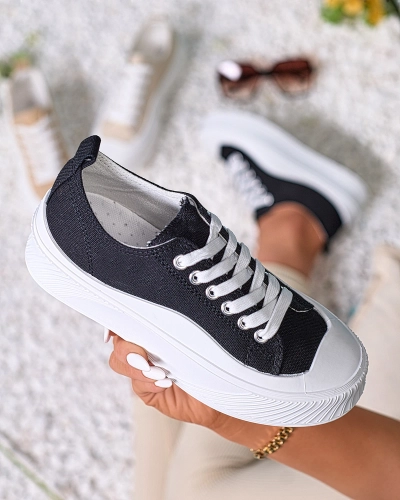 Royalfashion Baskets de sport noires à plateforme Luceri