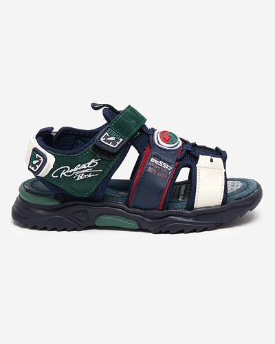Sandales pour garçon bleu marine et vert avec velcro Roser-Footwear