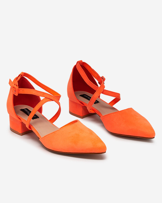 OUTLET Escarpins pour femmes à talons plats orange fluo Wohasi- Shoes