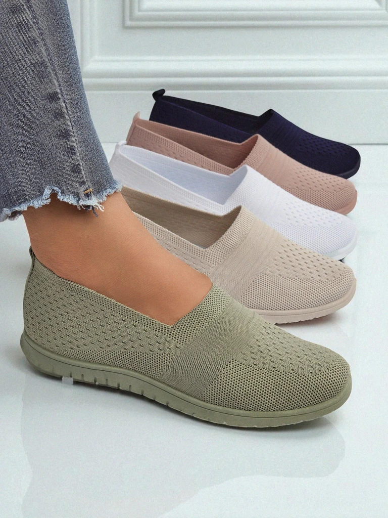 Mocassins pour femmes Gaia Verde – chaussures vertes confortables en tissu à talons plats