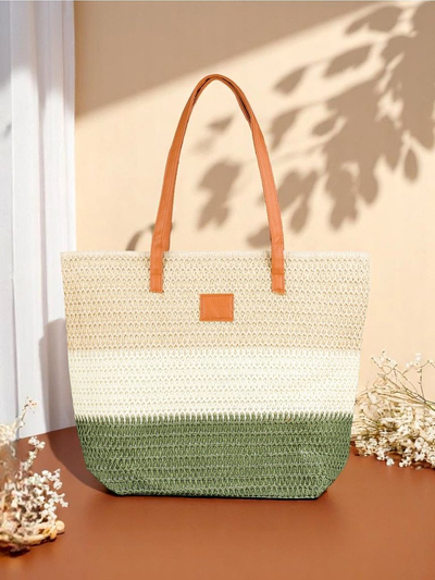 Royalfashion Grand Sac en Paille pour Femme aux Rayures Audacieuses