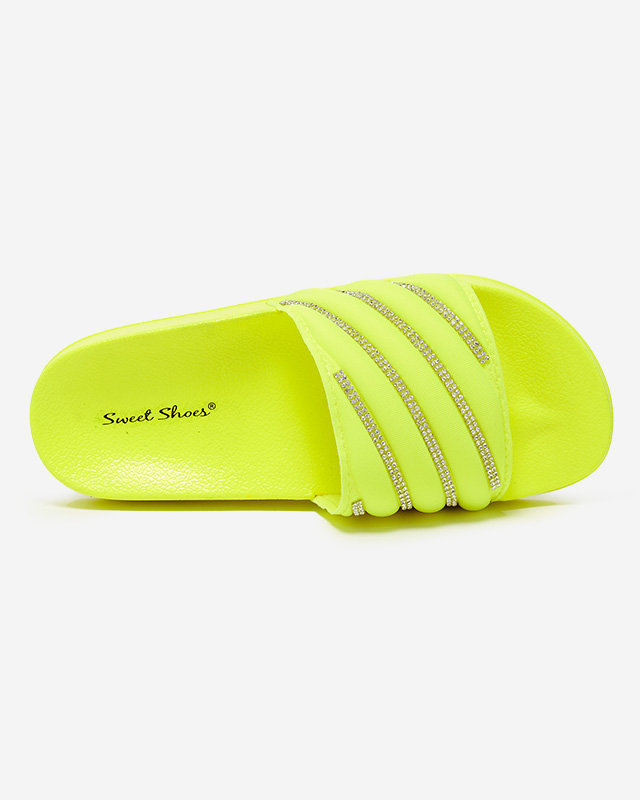 OUTLET Chaussons femme jaune fluo avec zircon cubique Erikis - Footwear