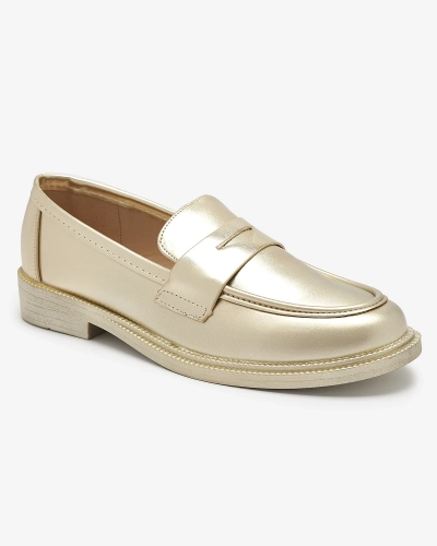 Mocassins dorés pour femme en cuir écologique Zibom- Footwear