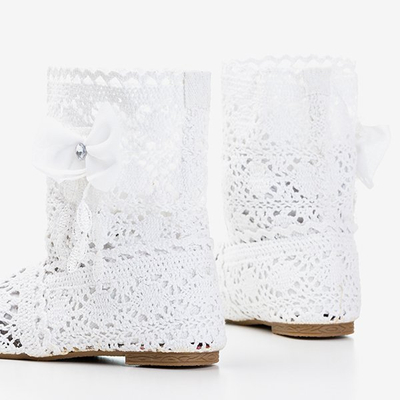 Chaussons bébé en dentelle blanche avec nœud Anita - Footwear