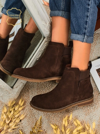 Cuoio Elegante : Bottines en Daim Marron pour Femmes Élégantes