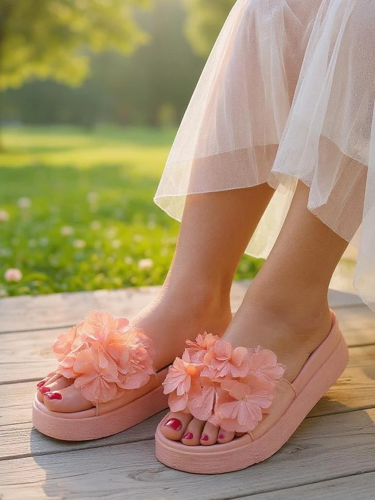 Sandales pour femmes Royalfashion avec petites fleurs de freesia