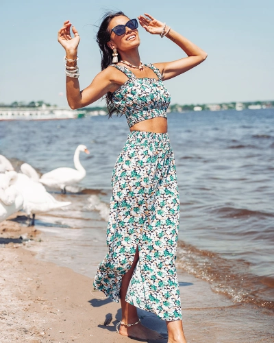 Royalfashion Ensemble femme Mint avec imprimé floral