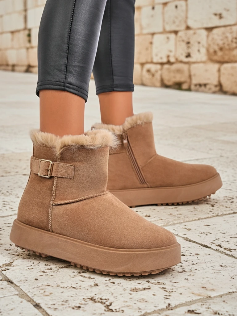 Royalfashion Bottes courtes style bottes de neige pour femmes Winter Crest