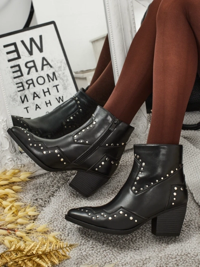 Bottines santiags à talons avec strass Glaciere