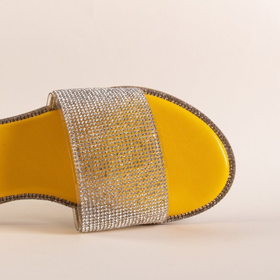 OUTLET Tongs jaunes pour femme avec zircons Verina - Footwear