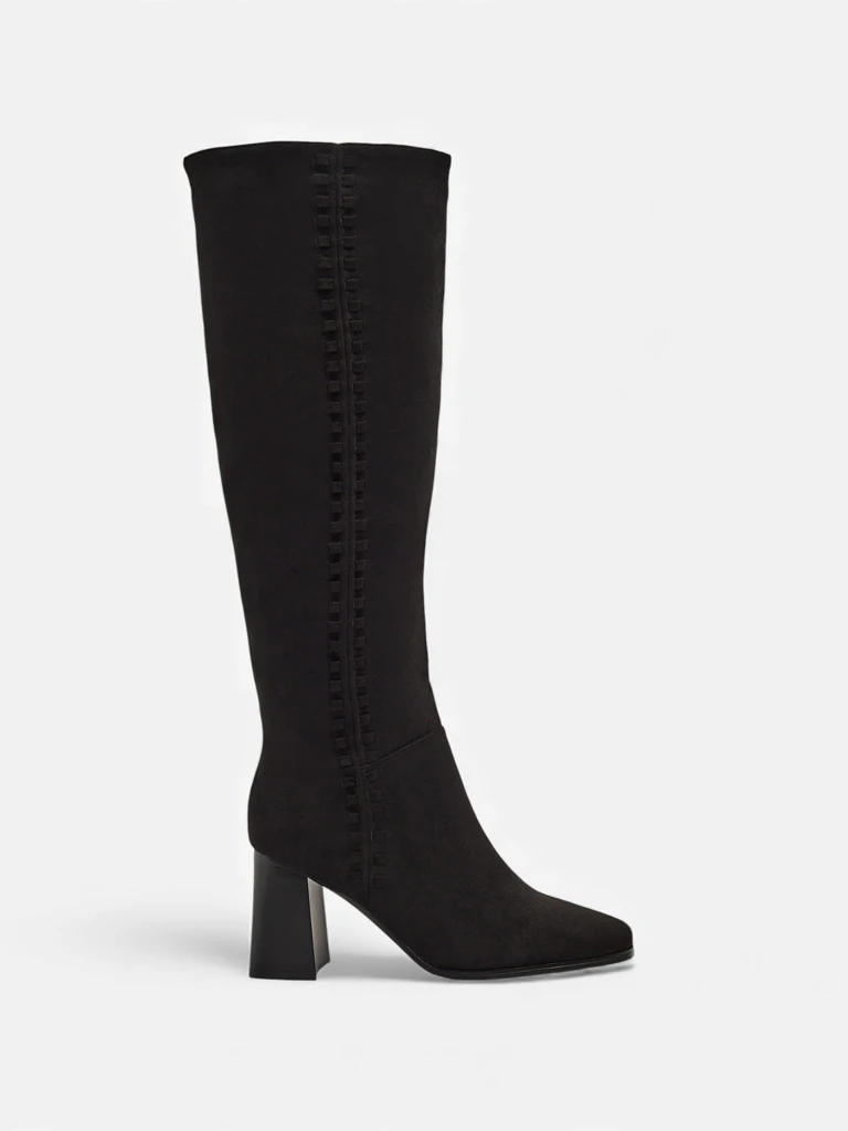 Bottes hautes pour femmes en éco-daim à talon bloc Fottor