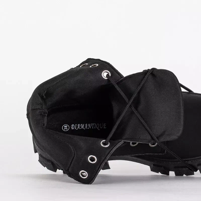 OUTLET Chaussures de randonnée noires pour femmes en éco-cuir mat Retika - Chaussures