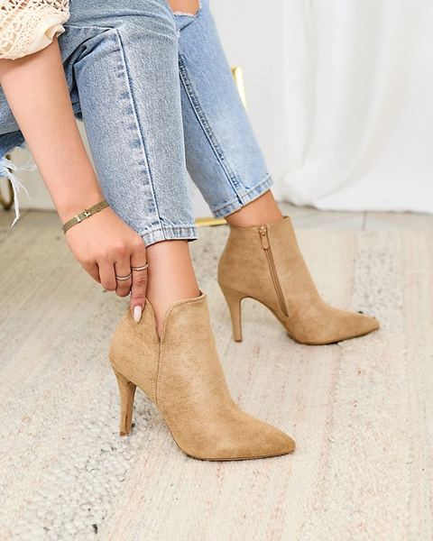 Royalfashion Bottes à talon aiguille pour femmes marron clair Amalenika