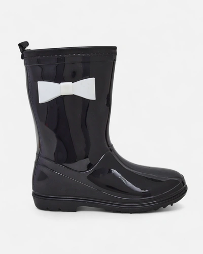 Royalfashion Bottes de pluie vernies pour enfants avec un nœud Bostone