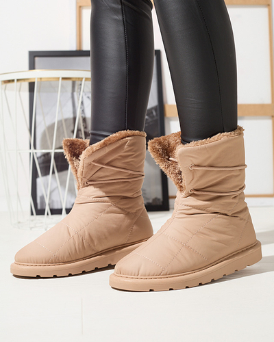 Chaussures pour femmes marron clair a'la bottes de neige Amirfu- Footwear