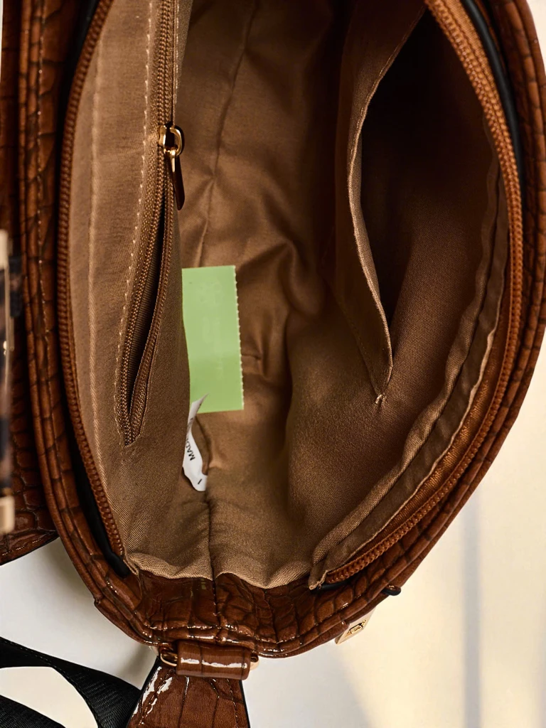 Petit sac à main verni pour femme en cuir écologique Sable Arc