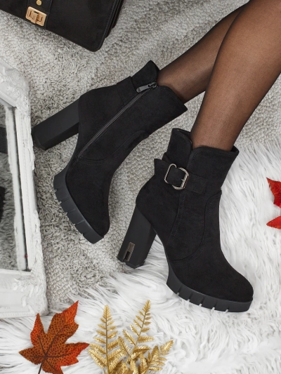 Bottines femme en éco-daim à talons épais Liravie